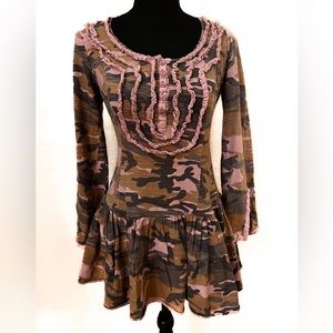 Anthropologie Uncle Frank pink camo print Tunic top size small